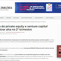 Investimentos de private equity e venture capital voltam a registrar alta no 2 trimestre